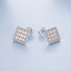 Boucles d'Oreilles Puces Carrées en Argent 925