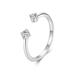 Bague Ajustable Moissanite Délicate en Argent 925 avec Certificat