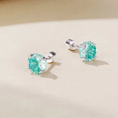 Boucles d'Oreilles Puces Trèfle Vert Scintillant en Argent 925