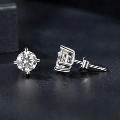 Boucles d'Oreilles Puces Moissanite 1ct en Argent 925 avec Certificats