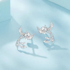Boucles d'Oreilles Puces Phénix en Argent 925