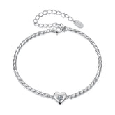 Bracelet Cœur Moissanite en Argent 925 avec Certificat