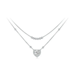 Collier Moissanite Double Rang en Argent 925 avec Certificat