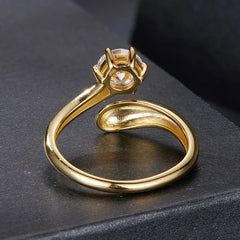 Bague Ajustable Moissanite Tendance en Argent 925 avec Certificat