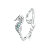 Bague Ajustable Hippocampe en Argent 925