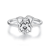 Bague Ajustable Chien Schnauzer en Argent 925