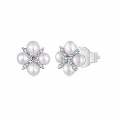 Boucles d'Oreilles Puces Trèfle Moissanite en Argent 925 avec Certificat