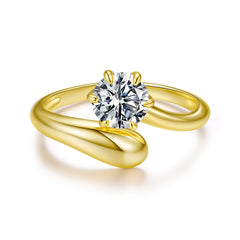 Bague Ajustable Moissanite Tendance en Argent 925 avec Certificat