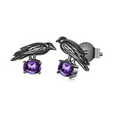 Boucles d'Oreilles Puces Corbeau en Argent 925