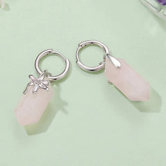 Créoles Fleur Quartz Rose en Argent 925