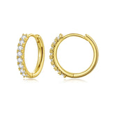 Créoles Rondes Moissanite Plaqué Or 18K en Argent 925