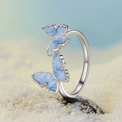 Bague Papillon Bleu en Argent 925