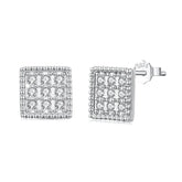 Boucles d'Oreilles Puces Carrées en Argent 925