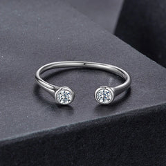 Bague Ajustable Moissanite 0,1ct en Argent 925 avec Certificat
