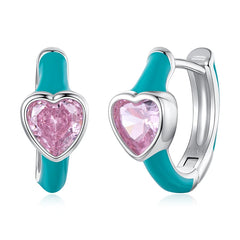 Créoles Cœur Rose en Argent 925