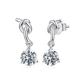 Boucles d'Oreilles Puces Nœud Moissanite en Argent 925 avec Certificats