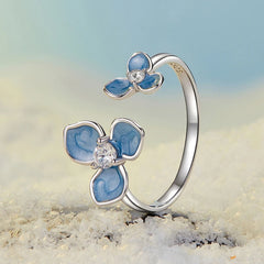 Bague Fleur Bleue en Argent 925