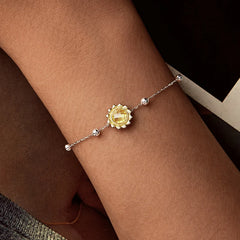Bracelet à Breloque Tournesol en Argent 925