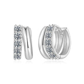 Créoles Double Rang Moissanite en Argent 925 avec Certificat