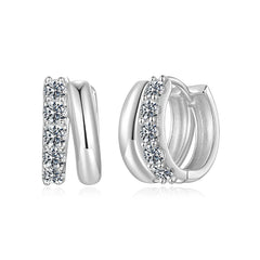 Créoles Double Rang Moissanite en Argent 925 avec Certificat
