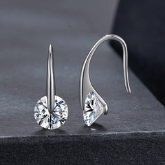 Boucles d'Oreilles Crochet Moissanite Rotative 1ct en Argent 925 avec Certificats
