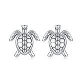 Boucles d'Oreilles Puces Tortue de Mer en Argent 925
