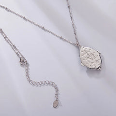 Collier Vierge Marie Nacre Blanche en Argent 925