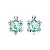 Boucles d'Oreilles Puces Tortue de Mer en Argent 925