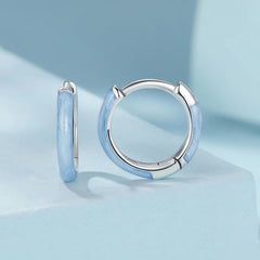 Créoles Anneau Bleu en Argent 925