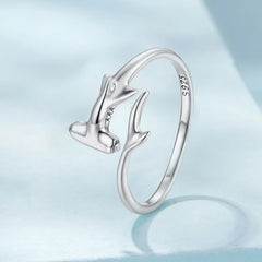 Bague Ajustable Requin-Marteau en Argent 925