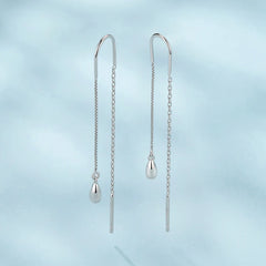 Boucles d'Oreilles Pendantes Goutte à Pampille en Argent 925