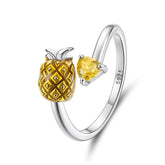 Bague Ajustable Ananas en Argent 925