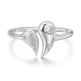 Bague Ajustable Cœur Fête des Mères en Argent 925