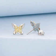 Boucles d'Oreilles Puces Papillon en Argent 925