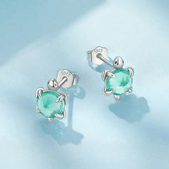 Boucles d'Oreilles Puces Tortue de Mer en Argent 925
