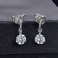 Boucles d'Oreilles Puces Nœud Moissanite en Argent 925 avec Certificats