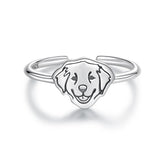 Bague Ajustable Chien Golden Retriever en Argent 925