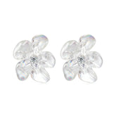 Boucles d'Oreilles Puces Fleur Fraîche en Argent 925
