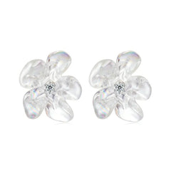 Boucles d'Oreilles Puces Fleur Fraîche en Argent 925