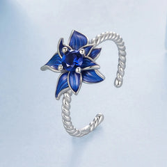 Bague Lotus Bleu en Argent 925