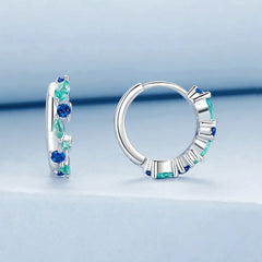 Créoles Pierre Bleu-Vert en Argent 925