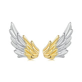 Boucles d'Oreilles Puces Ailes Or et Argent en Argent 925