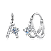 Créoles Double Rang Moissanite en Argent 925 avec Certificat