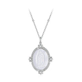 Collier Vierge Marie Nacre Blanche en Argent 925
