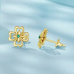 Boucles d'Oreilles Puces Trèfle en Argent 925