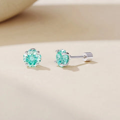 Boucles d'Oreilles Puces Trèfle Vert Scintillant en Argent 925