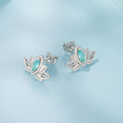 Boucles d'Oreilles Puces Fleur de Lotus en Argent 925