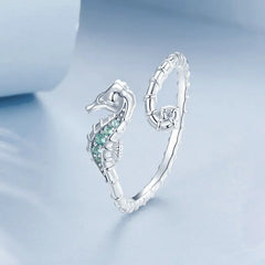 Bague Ajustable Hippocampe en Argent 925