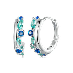 Créoles Pierre Bleu-Vert en Argent 925