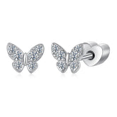 Boucles d'Oreilles Puces Papillon Moissanite en Argent 925 avec Certificat